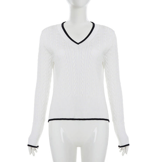 V neck long sleeve knitted top  | Festival Outfits Women