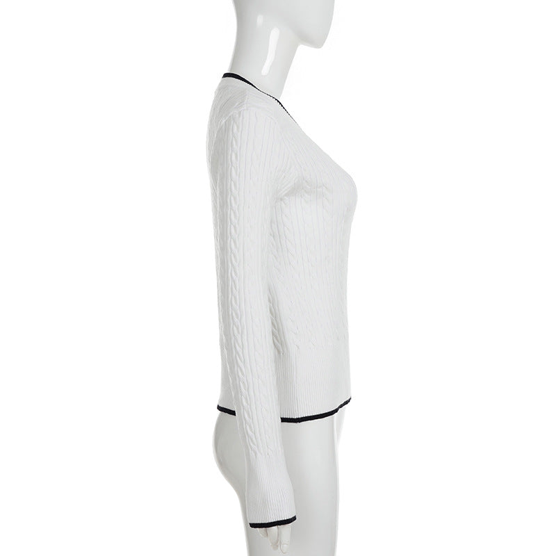 V neck long sleeve knitted top  | Festival Outfits Women