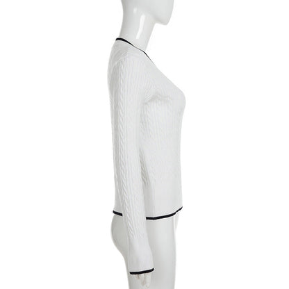 V neck long sleeve knitted top  | Festival Outfits Women