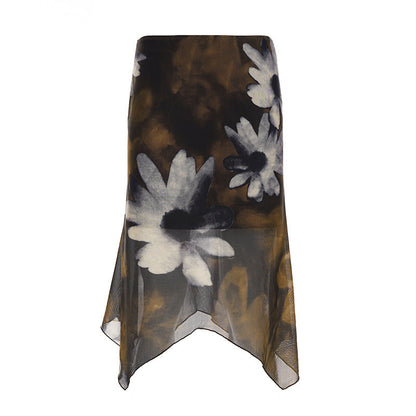 Mesh flower print contrast mini skirt  | Festival Outfits Women