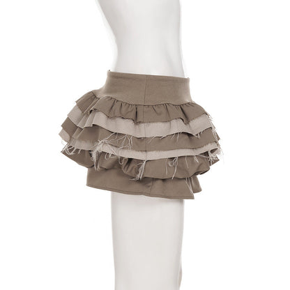 Ruched raw hem A line mini skirt  | Festival Outfits Women