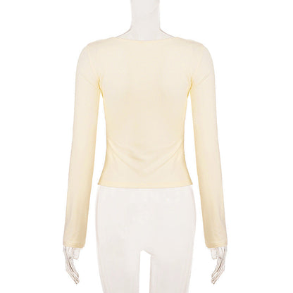 Bowknot long sleeve v neck lace top  | Festival Outfits Women