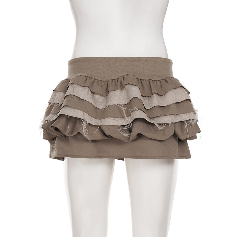 Ruched raw hem A line mini skirt  | Festival Outfits Women