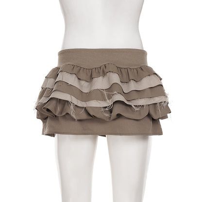 Ruched raw hem A line mini skirt  | Festival Outfits Women