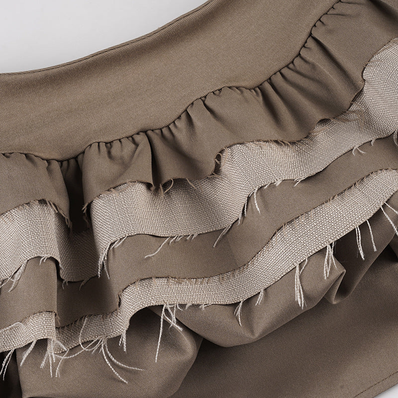 Ruched raw hem A line mini skirt  | Festival Outfits Women
