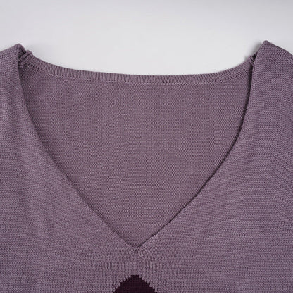 Knitted long sleeve v neck flower pattern top  | Festival Outfits Women
