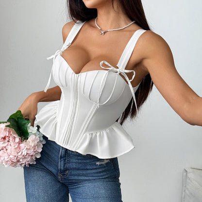 Self tie v neck corset ruched cami top  | Festival Outfits Women