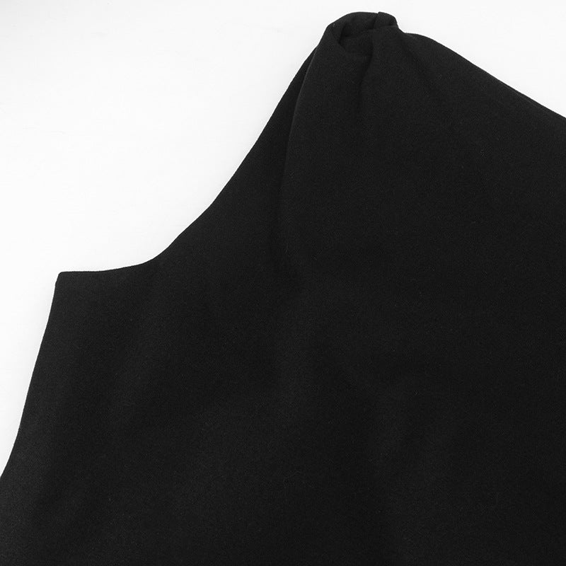 Self tie irregular one shoulder solid mini dress  | Festival Outfits Women