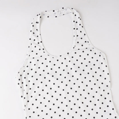 Long sleeve polka dot halter 2 piece top  | Festival Outfits Women