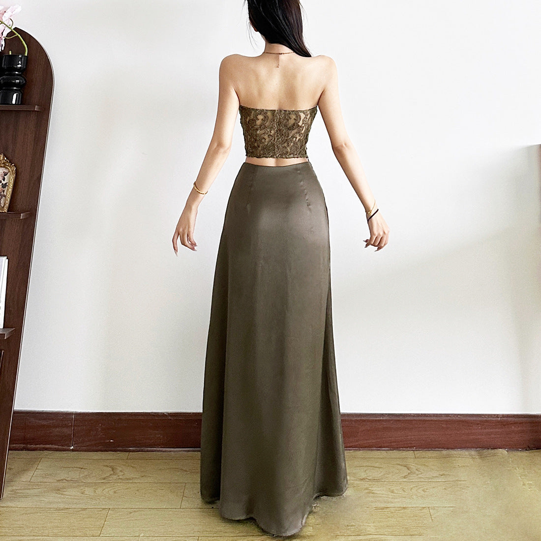 Hollow out zip-up backless tube cut out top  | Festival Outfits Women