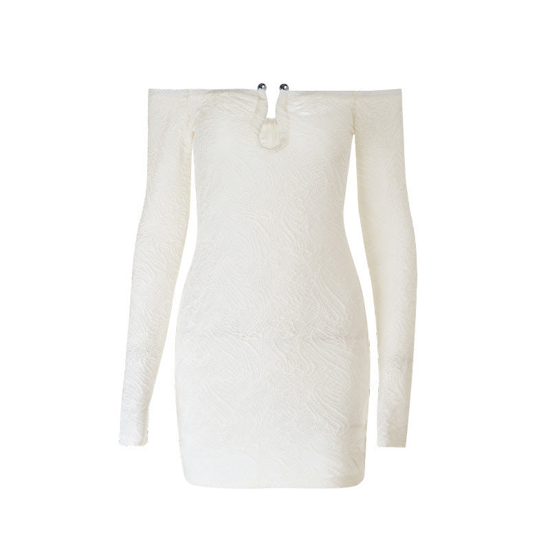 Long sleeve off shoulder textured mini dress  | Festival Outfits Women