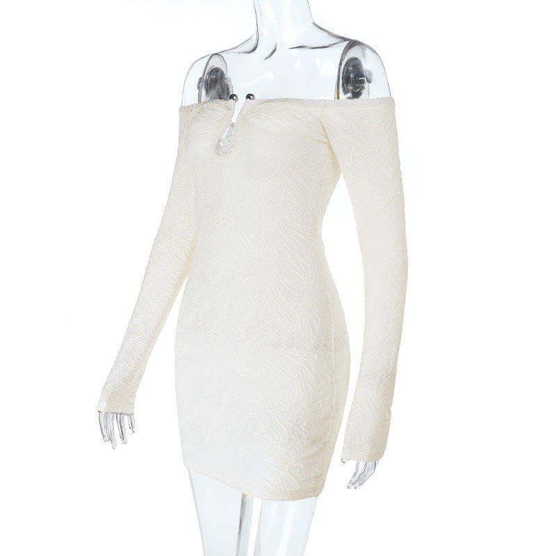 Long sleeve off shoulder textured mini dress  | Festival Outfits Women
