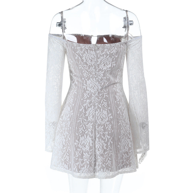 Off shoulder button hollow out cut out mini dress  | Festival Outfits Women