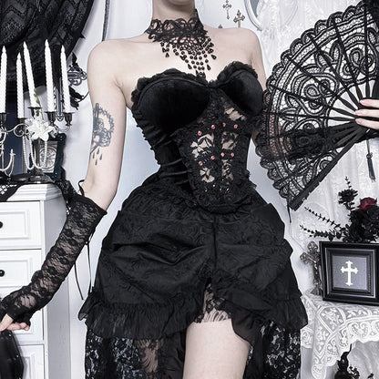 Sweetheart neck ruffle velvet top  | Festival Outfits Women