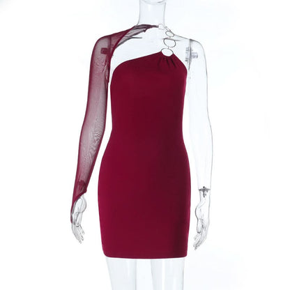 One shoulder o ring backless mini dress  | Festival Outfits Women