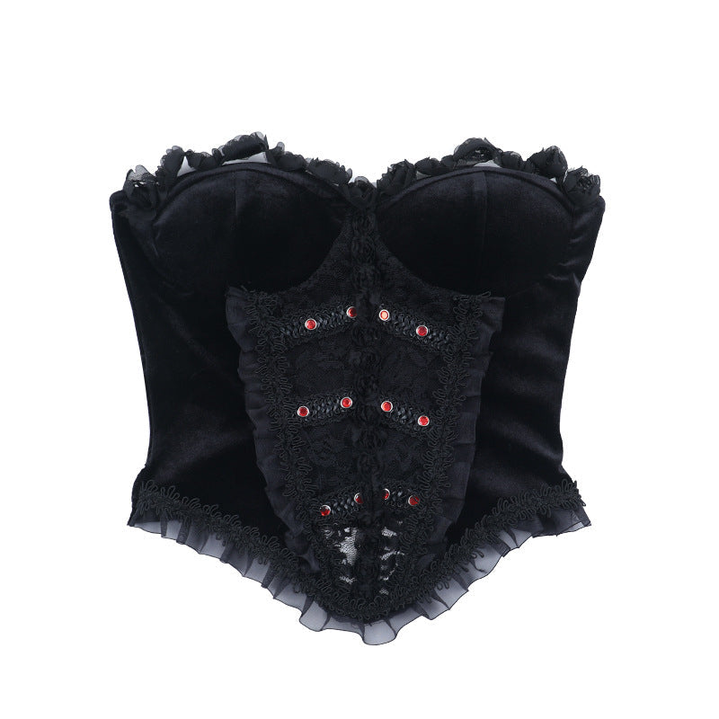 Sweetheart neck ruffle velvet top  | Festival Outfits Women