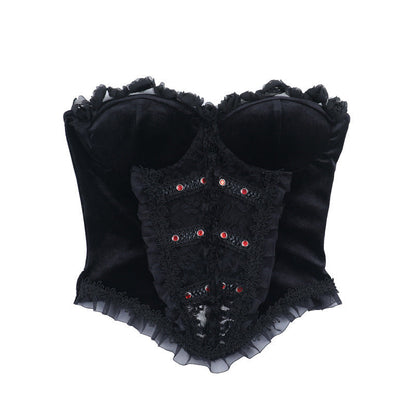Sweetheart neck ruffle velvet top  | Festival Outfits Women
