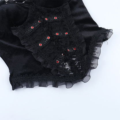 Sweetheart neck ruffle velvet top  | Festival Outfits Women