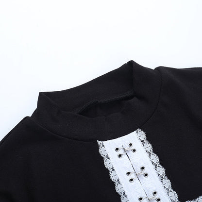 Long sleeve crewneck cross pattern top  | Festival Outfits Women