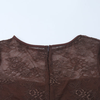 Long sleeve ruched lace zip-up mini dress  | Festival Outfits Women