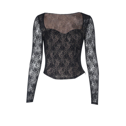 Long sleeve lace corset zip-up top  | Festival Outfits Women