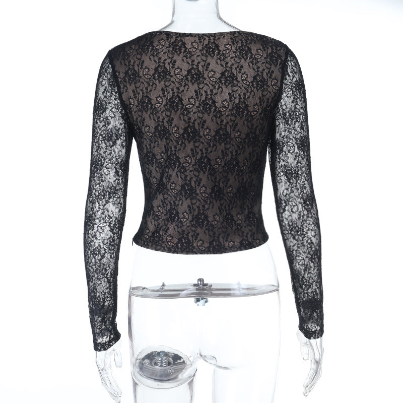 Long sleeve lace corset zip-up top  | Festival Outfits Women