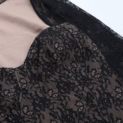 Long sleeve lace corset zip-up top  | Festival Outfits Women