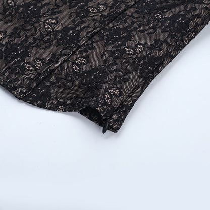 Long sleeve lace corset zip-up top  | Festival Outfits Women