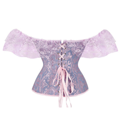 Off shoulder lace hem corset button top  | Festival Outfits Women