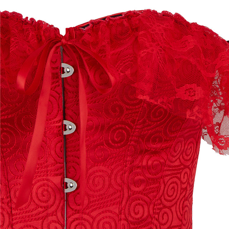 Off shoulder lace hem corset button top  | Festival Outfits Women