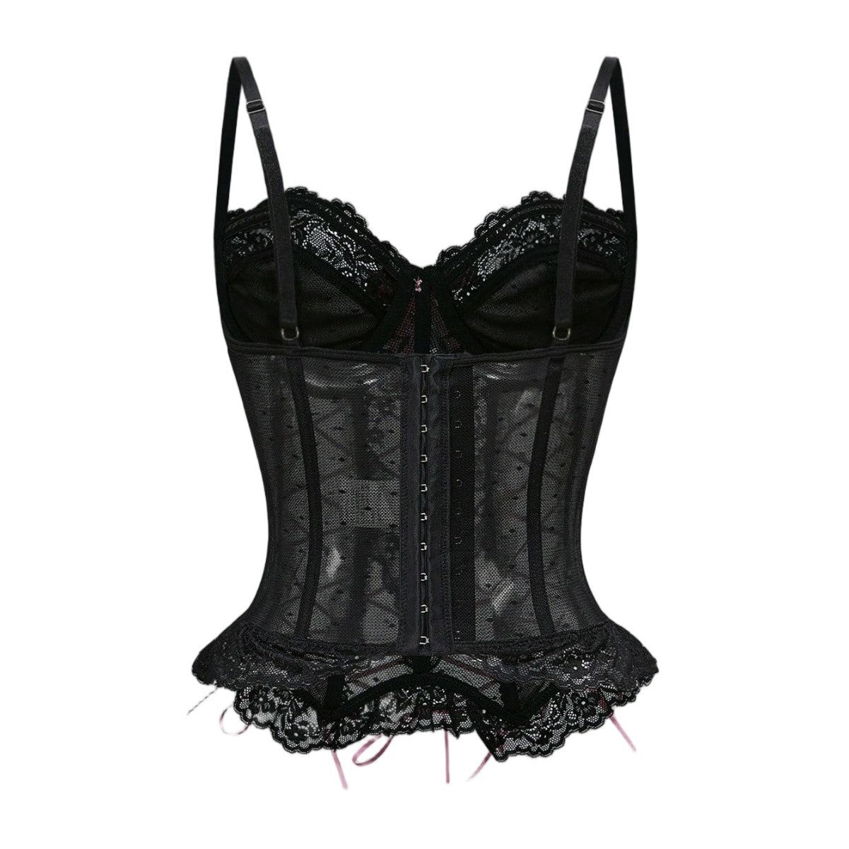 Bowknot button corset lace hem cami top  | Festival Outfits Women