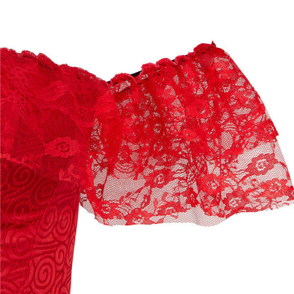 Off shoulder lace hem corset button top  | Festival Outfits Women