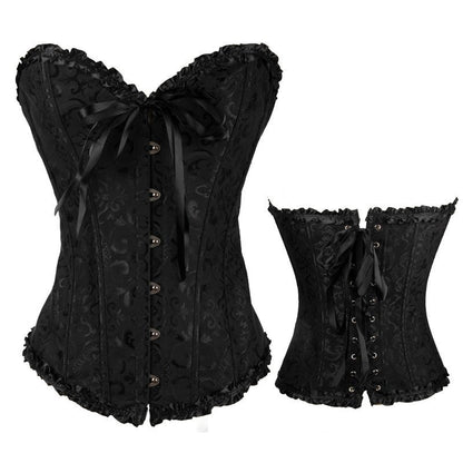 Sweetheart neck lace up corset button ruffle top  | Festival Outfits Women
