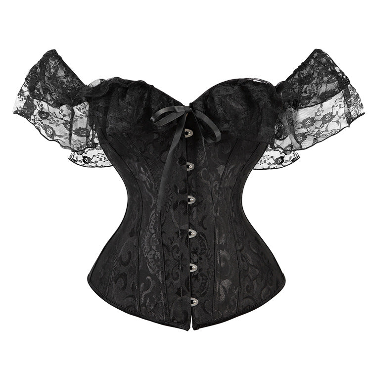 Off shoulder lace hem corset button top  | Festival Outfits Women