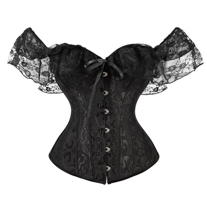 Off shoulder lace hem corset button top  | Festival Outfits Women
