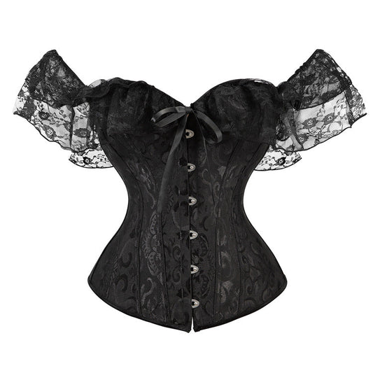 Off shoulder lace hem corset button top  | Festival Outfits Women