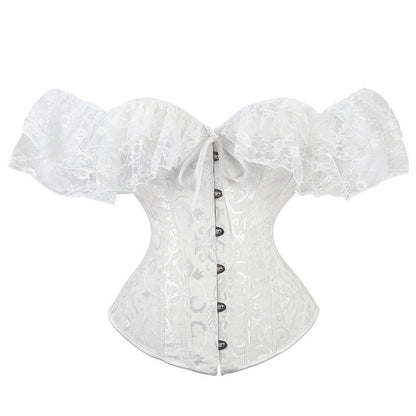 Off shoulder lace hem corset button top  | Festival Outfits Women