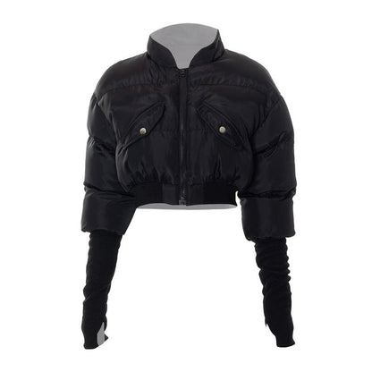 Long sleeve high neck zip-up pocket coat top  | Festival Outfits Women