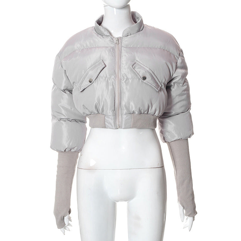 Long sleeve high neck zip-up pocket coat top  | Festival Outfits Women