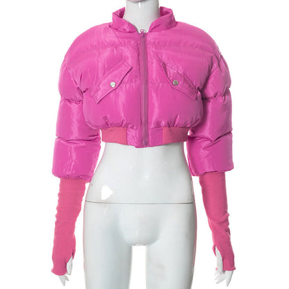 Long sleeve high neck zip-up pocket coat top  | Festival Outfits Women