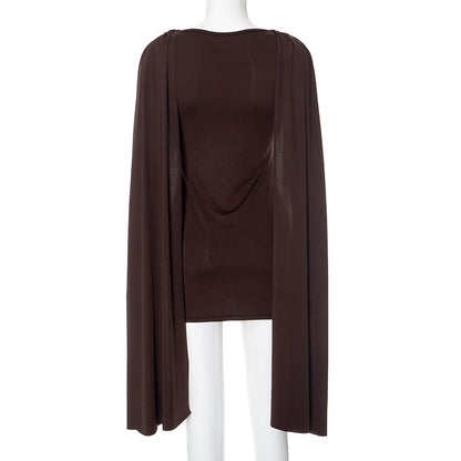 Long flared sleeve solid ruched mini dress  | Festival Outfits Women