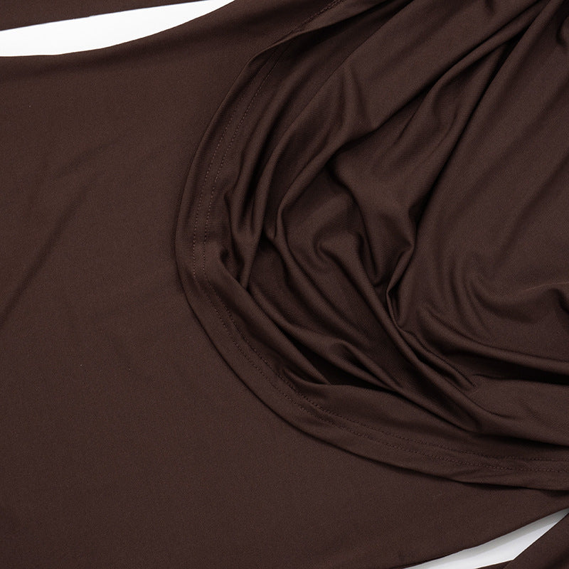 Long flared sleeve solid ruched mini dress  | Festival Outfits Women