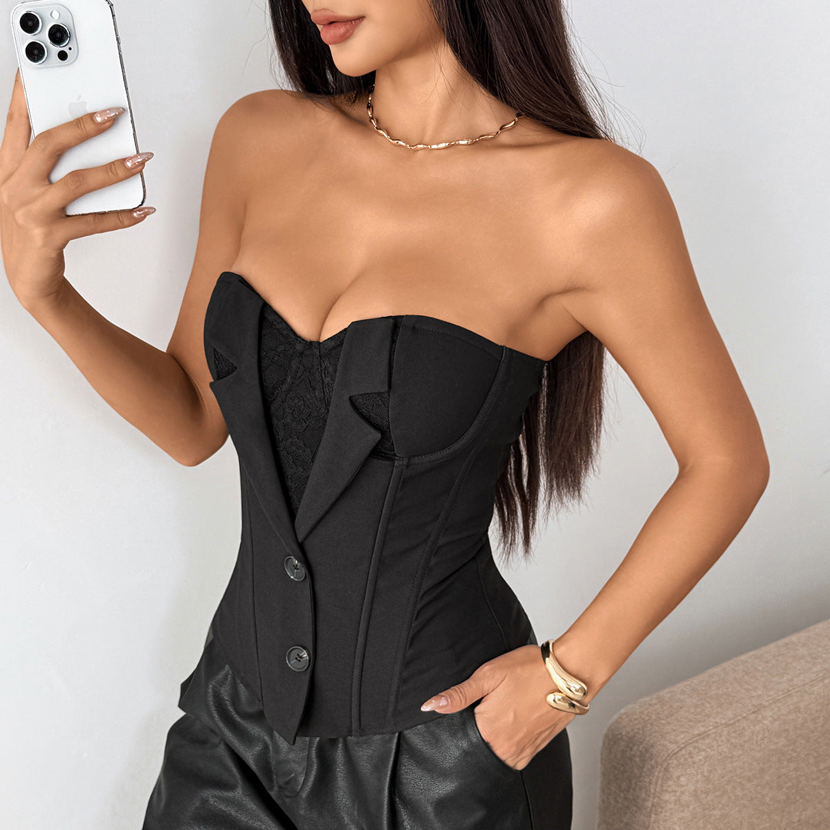 Button corset lace up top  | Festival Outfits Women
