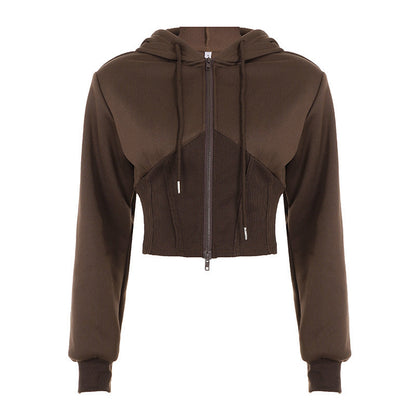 Hoodie long sleeve zip-up top  | Festival Outfits Women