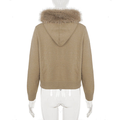Hoodie long sleeve fluffy zip-up top  | Festival Outfits Women