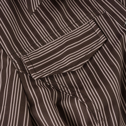 Turnover collar long sleeve striped print button top  | Festival Outfits Women