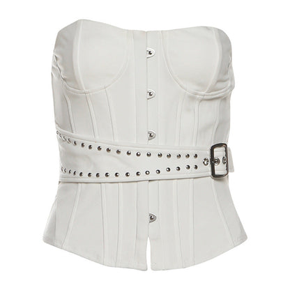 Button buckle corset backless tube top  | Festival Outfits Women