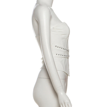 Button buckle corset backless tube top  | Festival Outfits Women