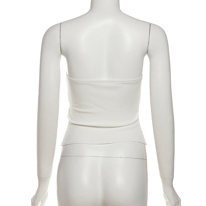Button buckle corset backless tube top  | Festival Outfits Women