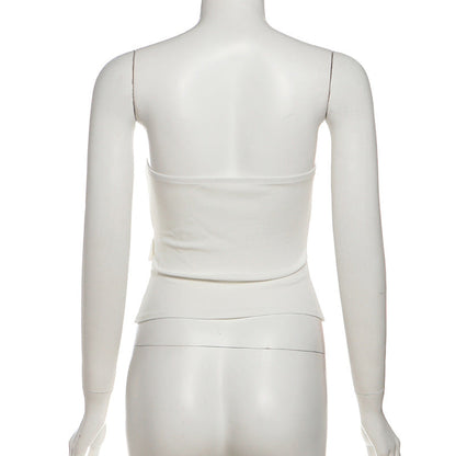 Button buckle corset backless tube top  | Festival Outfits Women